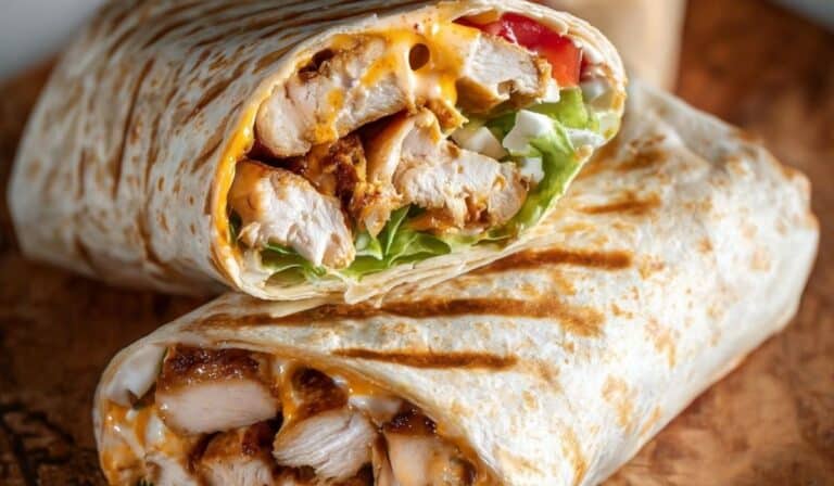 Chipotle Ranch Grilled Chicken Burrito with melted cheese and lettuce
