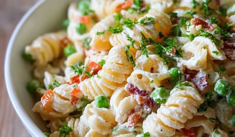 Creamy Pasta Salad with colorful vegetables