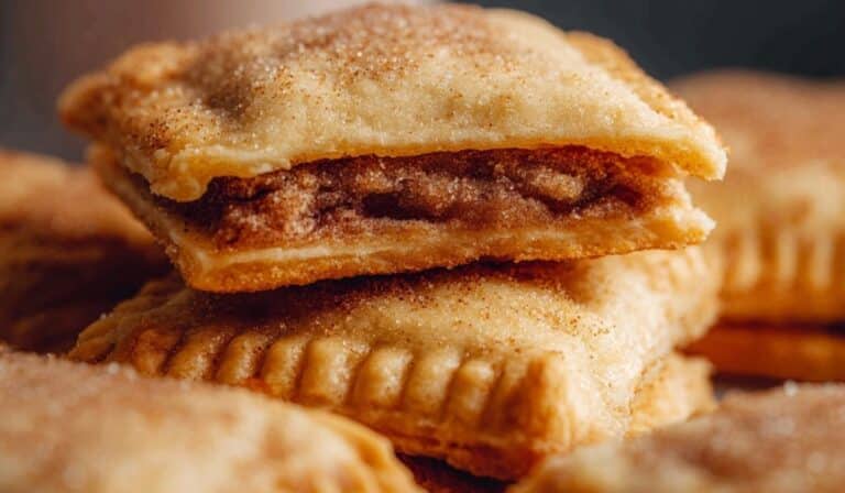 Brown Sugar Pop Tart Cookies with cinnamon sugar filling stacked on a plate