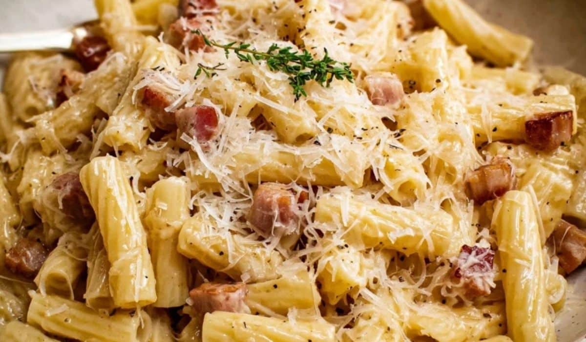 Creamy Pasta Alla Gricia with guanciale and Pecorino Romano