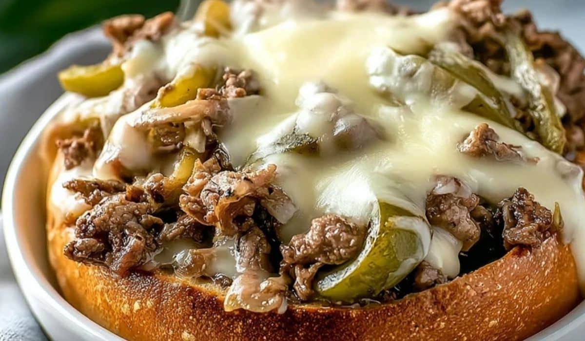 Philly Cheesesteak Bowls loaded with melted provolone and juicy ribeye