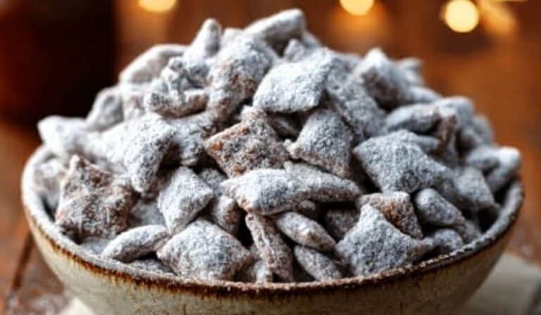 Best Puppy Chow Recipe aka Muddy Buddies in bowl