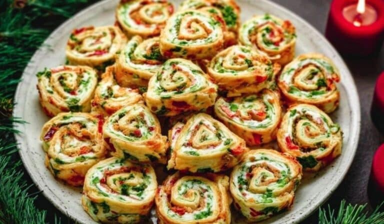 15-minute Christmas Pinwheels served on a festive table