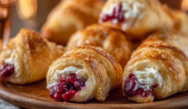 Cranberry Cream Cheese Crescent Bites served golden and flaky