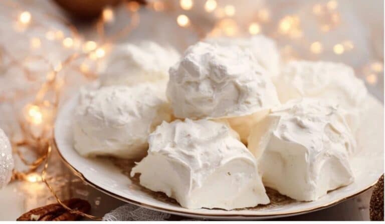 Old-Fashioned Divinity Candy on vintage plate