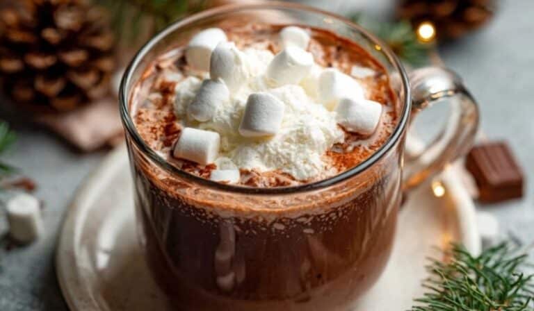 Decadent Slow Cooker Hot Chocolate served in a rustic mug