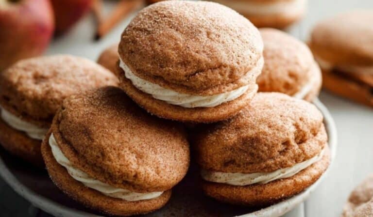 Apple Cinnamon Spice Whoopie Pies on rustic plate
