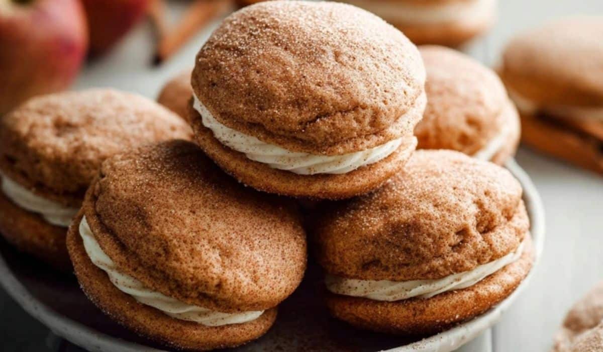 Apple Cinnamon Spice Whoopie Pies on rustic plate