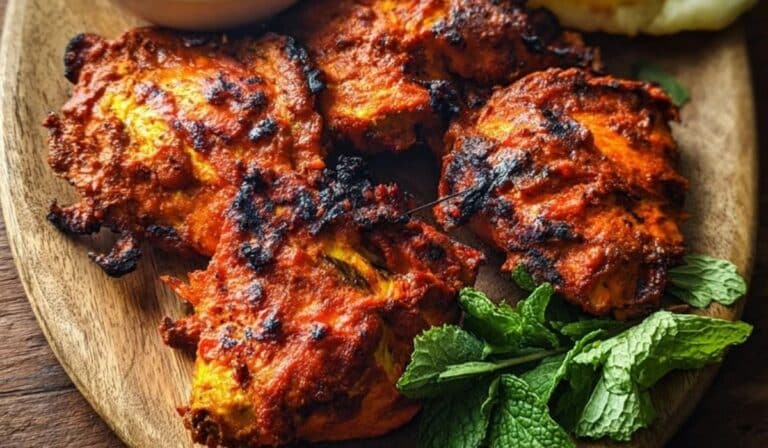Baked Tandoori Chicken served with mint chutney and naan