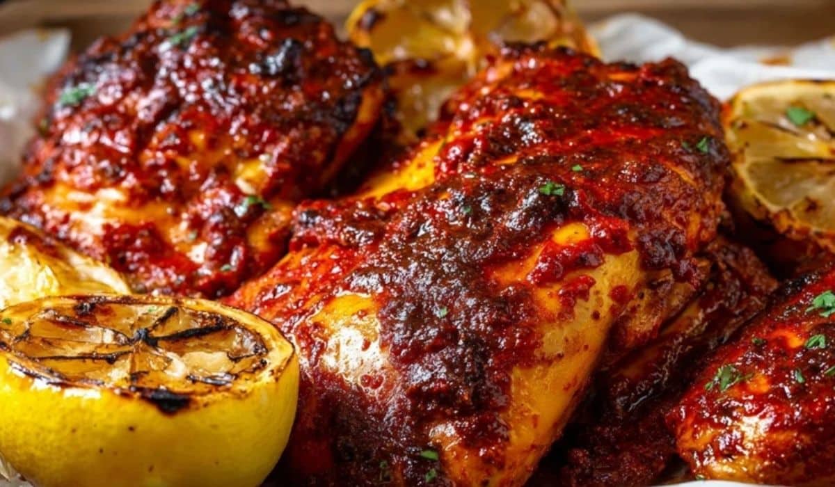 Peri Peri Chicken (Portuguese Style) served on a rustic board