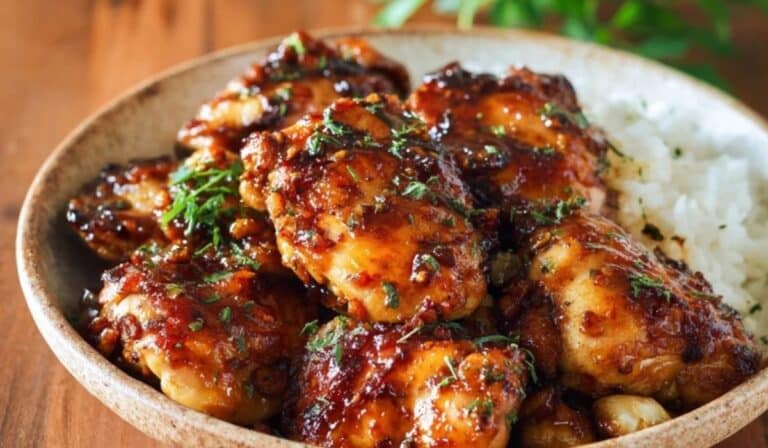 Sweet and Savory Honey Butter Chicken overhead plating