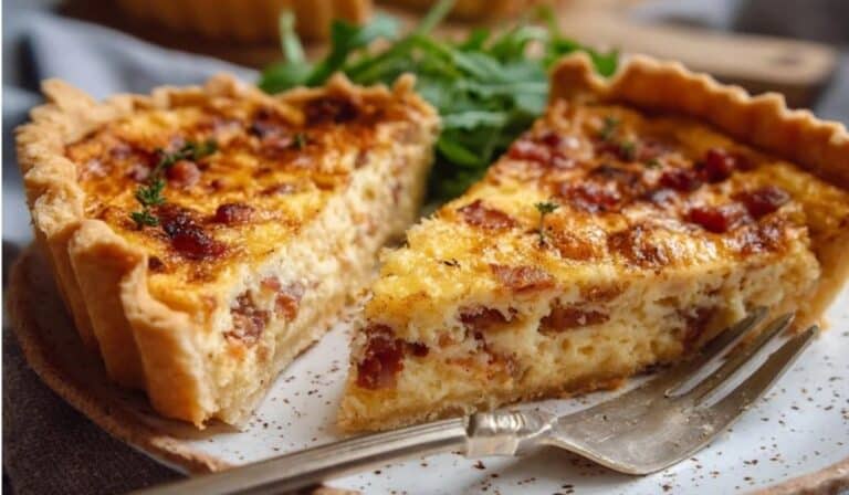 Quiche Lorraine with bacon and Gruyère baked golden in a flaky crust